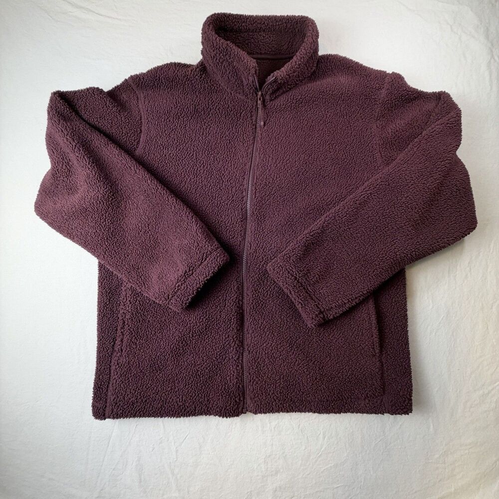 Uniqlo Full Zip Fleece Jacket Mens XL Purple Wine
